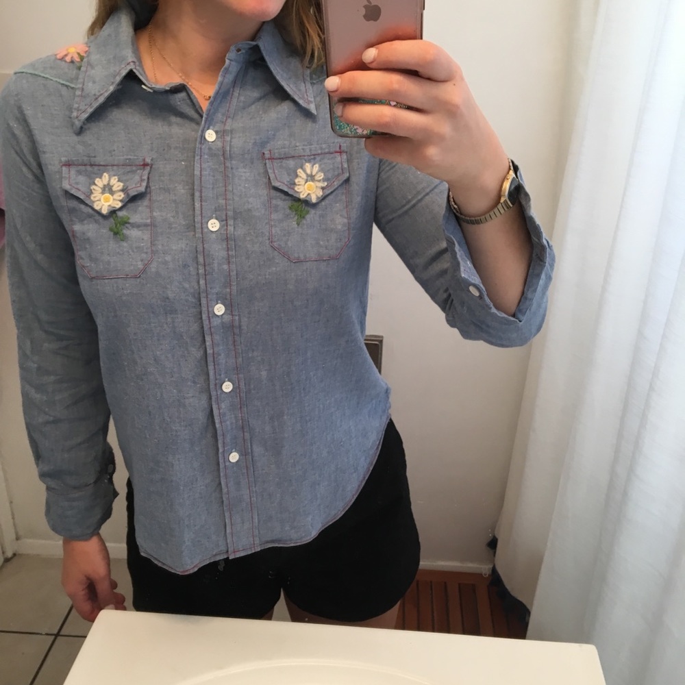 100% Cotton Vintage Embroidered Pear Snap - 6